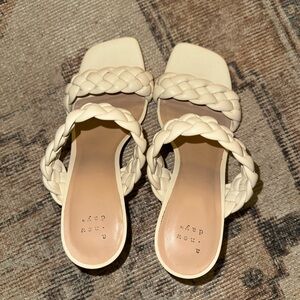 A New Day Women's Ivory Braided Slide Sandals